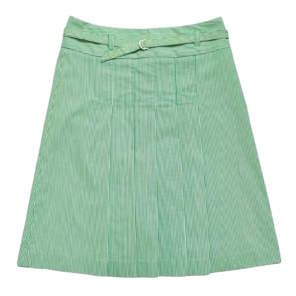 Vintage Tommy Hilfiger size 2 Green and white Striped Women's Pleated Skirt